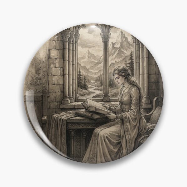 Item preview, Western Princess in the Stone Castle Sumi-e Ink Wash designed and sold by DuckOddity.