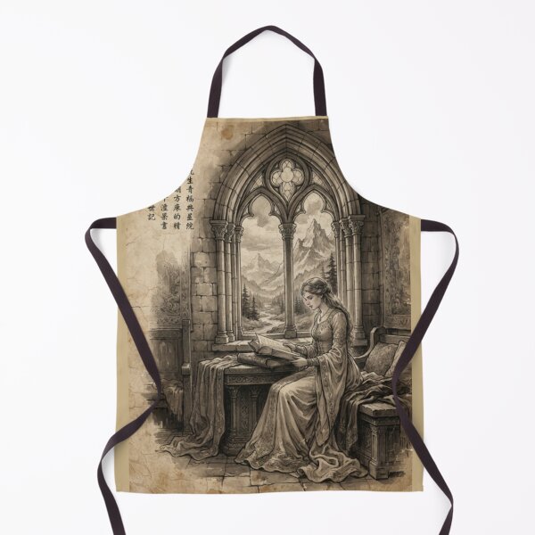 Item preview, Western Princess in the Stone Castle Sumi-e Ink Wash designed and sold by DuckOddity.