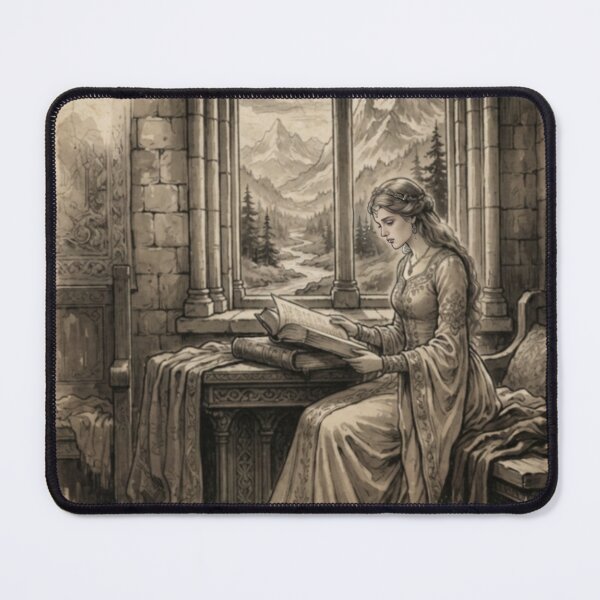 Item preview, Western Princess in the Stone Castle Sumi-e Ink Wash designed and sold by DuckOddity.