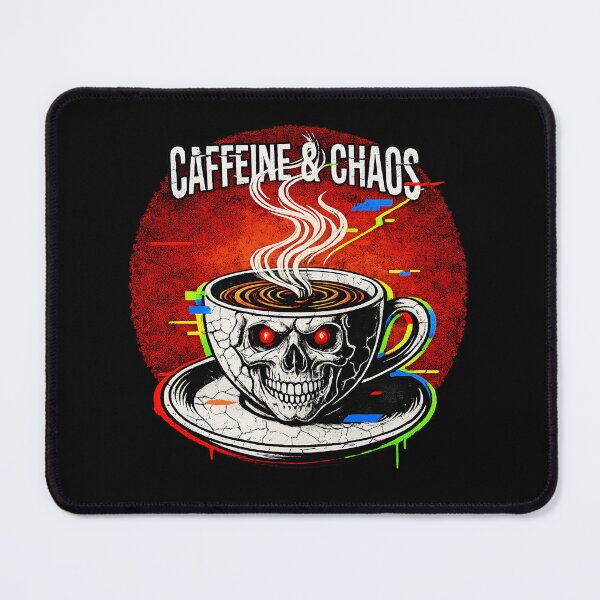 Item preview, Caffeine & Chaos | Edgy Skull Coffee Cup & Glitch Art designed and sold by Cree8if.