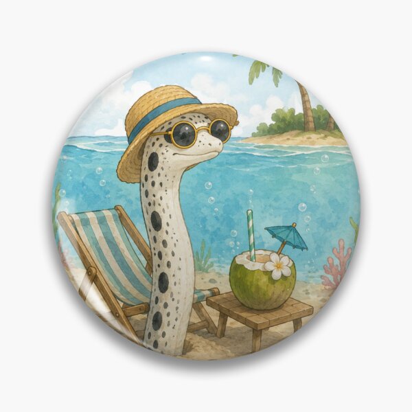 Item preview, Cute Garden Eel on Summer Vacation | Tropical Beach Illustration designed and sold by Little Moments Co..