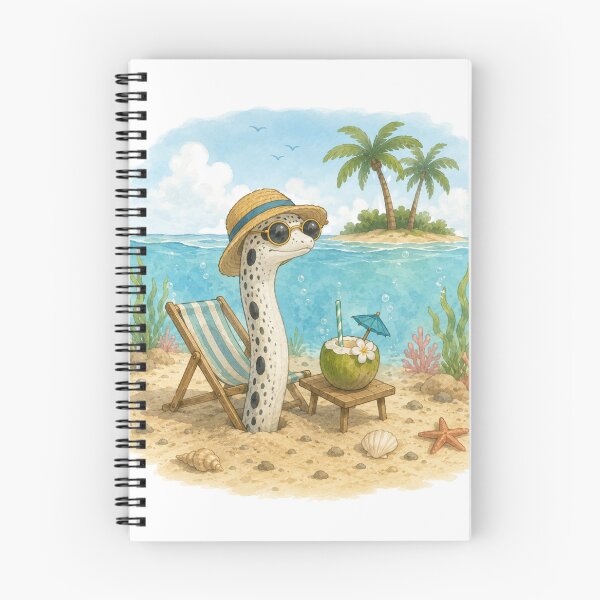 Item preview, Cute Garden Eel on Summer Vacation | Tropical Beach Illustration designed and sold by Little Moments Co..