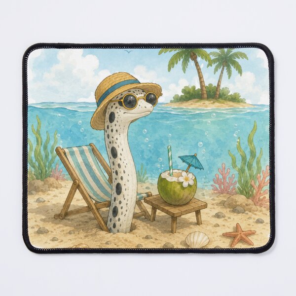 Item preview, Cute Garden Eel on Summer Vacation | Tropical Beach Illustration designed and sold by Little Moments Co..