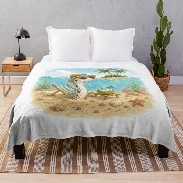 Item preview, Cute Garden Eel on Summer Vacation | Tropical Beach Illustration designed and sold by Little Moments Co..