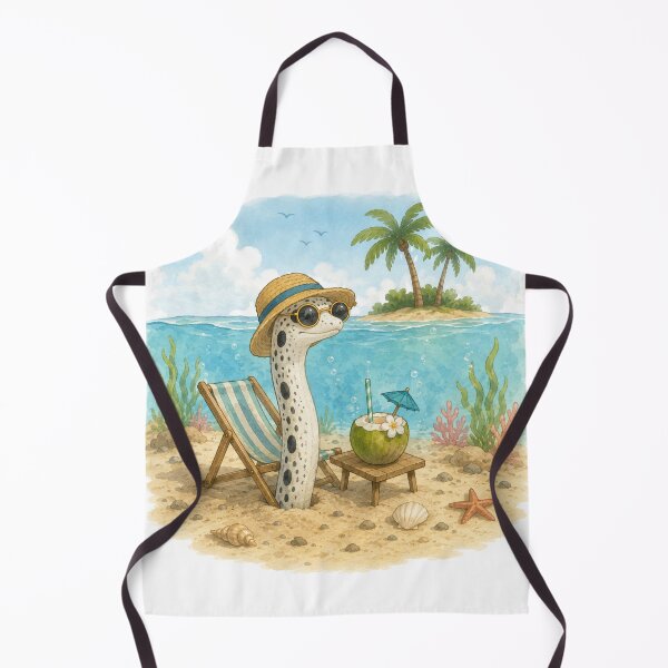 Item preview, Cute Garden Eel on Summer Vacation | Tropical Beach Illustration designed and sold by Little Moments Co..