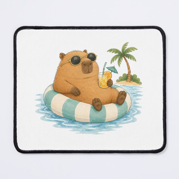 Item preview, Cute Capybara on Summer Vacation | Tropical Beach Illustration designed and sold by Little Moments Co..