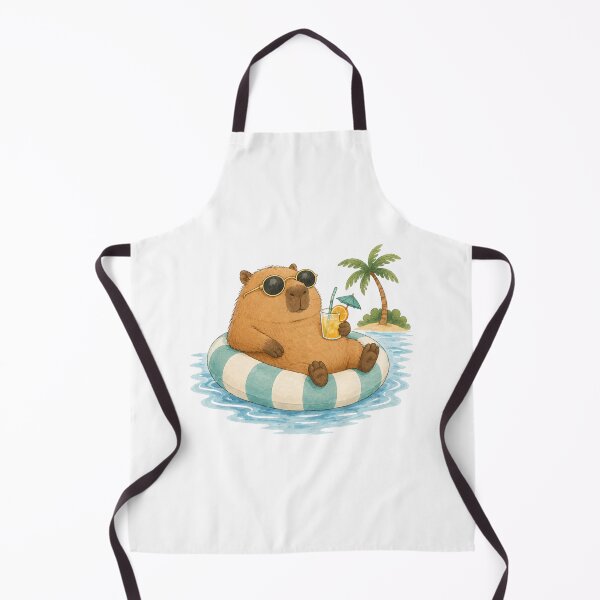 Item preview, Cute Capybara on Summer Vacation | Tropical Beach Illustration designed and sold by Little Moments Co..