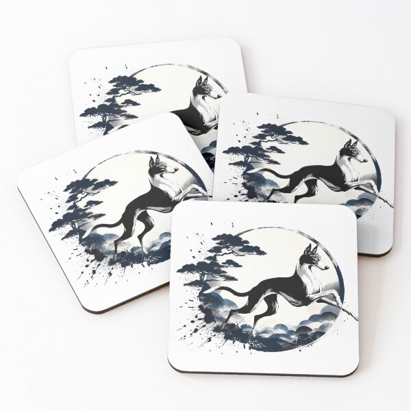 Artikelvorschau, GALAGO - Ukiyo-e Suibokuga Greyhounds - Silent Leap entworfen und verkauft von GALOGO – Art for Sighthounds & Animal Welfare.