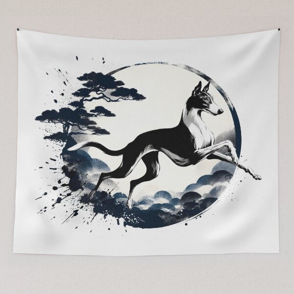 Item preview, GALAGO - Ukiyo-e Suibokuga Greyhounds - Silent Leap designed and sold by GALOGO – Art for Sighthounds & Animal Welfare.