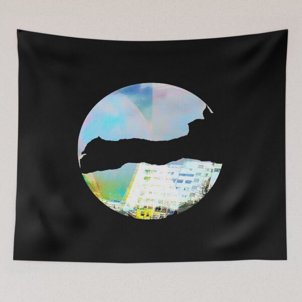 Item preview, Psychedelic City Silhouette – Round Lo-Fi Weirdcore Graphic designed and sold by MAMA LXXVIII: Art by Marsailhe Milward.