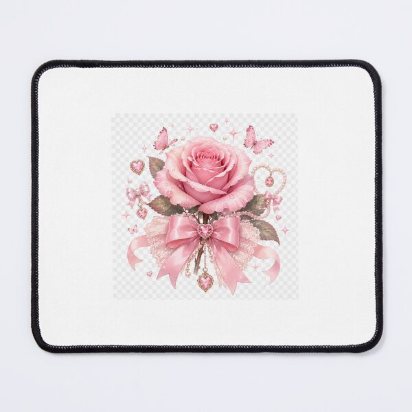 Item preview, Coquette Pink Rose with Ribbon & Pearls | Cute Pastel designed and sold by Moonlight Studio.