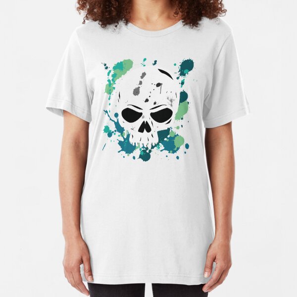 Vibrant Turquoise Skull Slim Fit T-Shirt