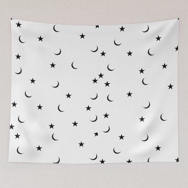 Item preview, Minimal Black Moon and Stars Pattern on White designed and sold by Asmaa Abdul-Azim.