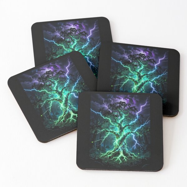Item preview, Electric Tree of Life – Glowing Fantasy Lightning Forest Art designed and sold by DervoTeck2767.