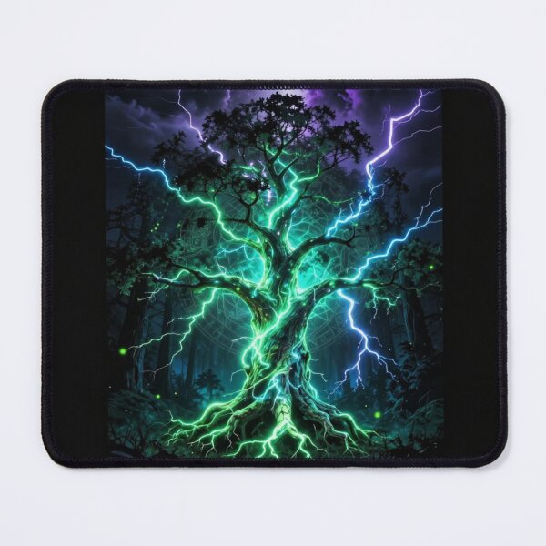 Item preview, Electric Tree of Life – Glowing Fantasy Lightning Forest Art designed and sold by DervoTeck2767.