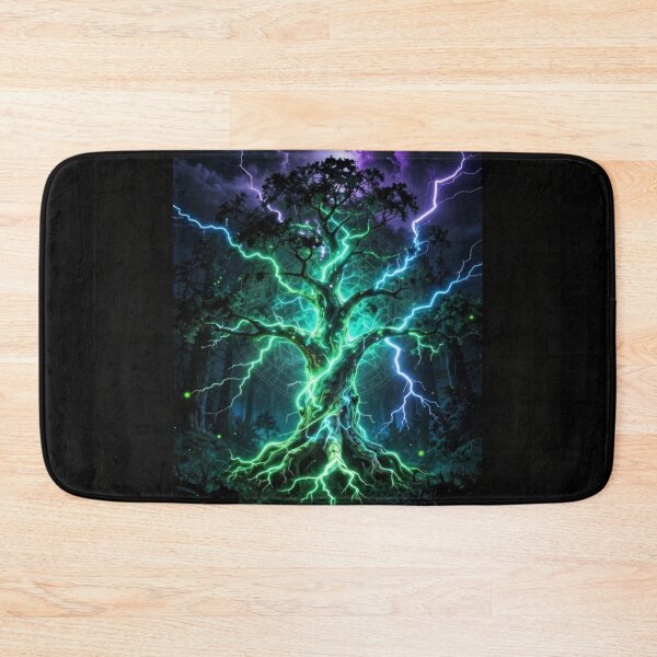 Item preview, Electric Tree of Life – Glowing Fantasy Lightning Forest Art designed and sold by DervoTeck2767.