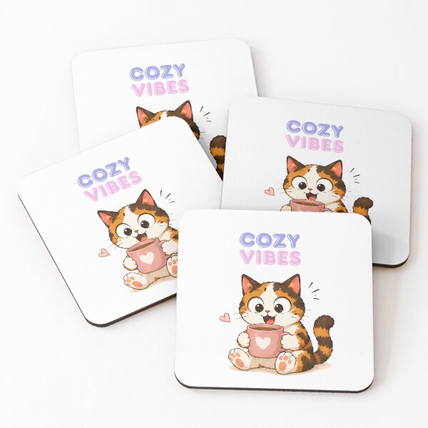Item preview, Cozy Cute Calico Cat Coffee Illustration designed and sold by Lunexa-Lab.