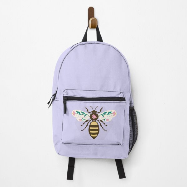 Item preview, Celebrate nature with this cheerful bee illustration, surrounded by colourful flowers on a soft lilac hexagon background. designed and sold by poppet103.