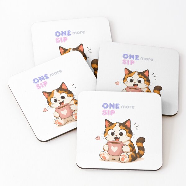 Item preview, Cozy Cute Calico Cat Coffee Illustration - One more sip designed and sold by Lunexa-Lab.