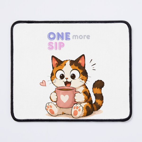 Item preview, Cozy Cute Calico Cat Coffee Illustration - One more sip designed and sold by Lunexa-Lab.