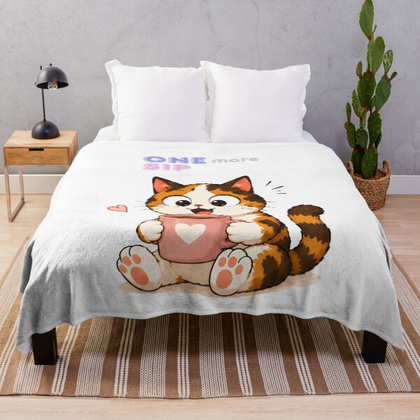 Item preview, Cozy Cute Calico Cat Coffee Illustration - One more sip designed and sold by Lunexa-Lab.