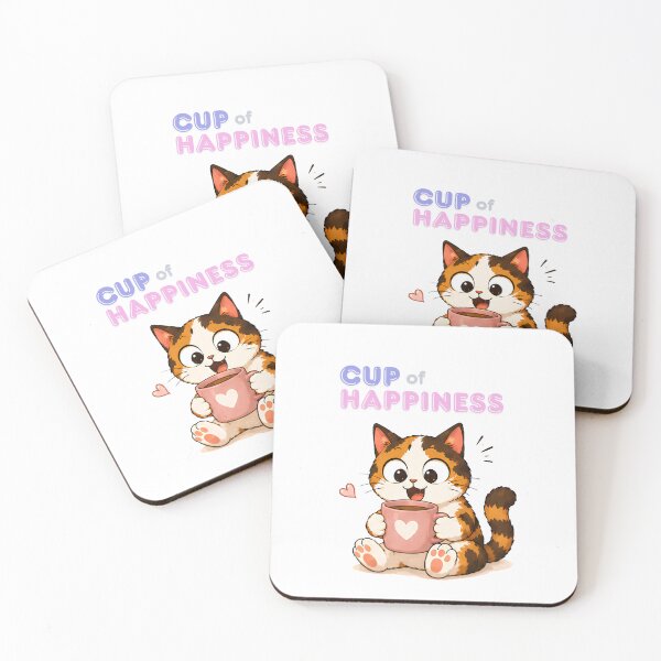 Item preview, Cozy Cute Calico Cat Coffee Illustration - Cup of Happiness designed and sold by Lunexa-Lab.