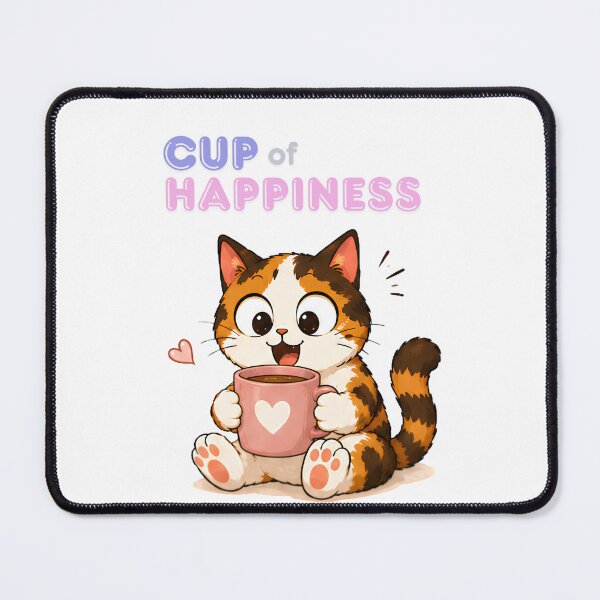 Item preview, Cozy Cute Calico Cat Coffee Illustration - Cup of Happiness designed and sold by Lunexa-Lab.