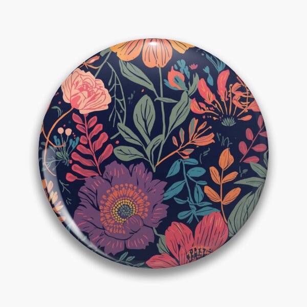 Item preview, Bold Botanical Floral Pattern | Colorful Vintage Wildflower Illustration | Navy Floral Print for Stickers, Phone Cases & Home Decor designed and sold by poppet103.