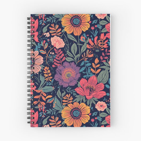 Item preview, Bold Botanical Floral Pattern | Colorful Vintage Wildflower Illustration | Navy Floral Print for Stickers, Phone Cases & Home Decor designed and sold by poppet103.