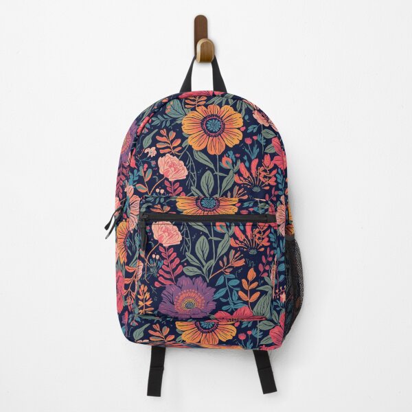 Item preview, Bold Botanical Floral Pattern | Colorful Vintage Wildflower Illustration | Navy Floral Print for Stickers, Phone Cases & Home Decor designed and sold by poppet103.