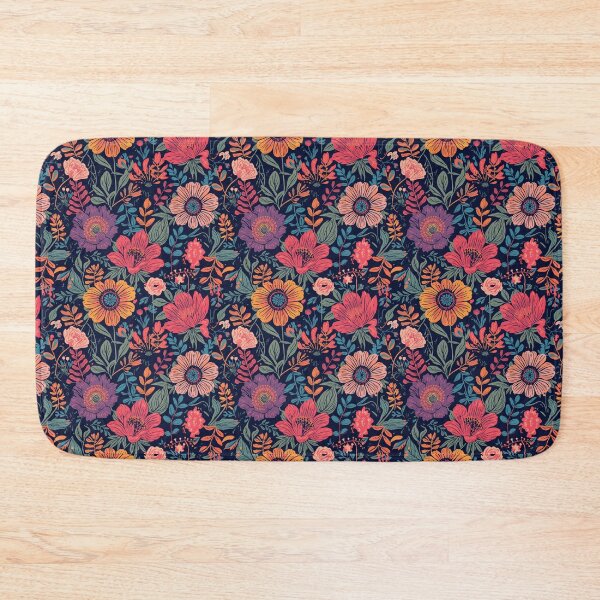 Item preview, Bold Botanical Floral Pattern | Colorful Vintage Wildflower Illustration | Navy Floral Print for Stickers, Phone Cases & Home Decor designed and sold by poppet103.
