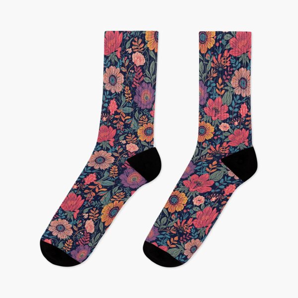 Item preview, Bold Botanical Floral Pattern | Colorful Vintage Wildflower Illustration | Navy Floral Print for Stickers, Phone Cases & Home Decor designed and sold by poppet103.