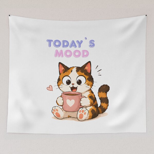 Item preview, Cozy Cute Calico Cat Coffee Illustration - Today`s mood designed and sold by Lunexa-Lab.