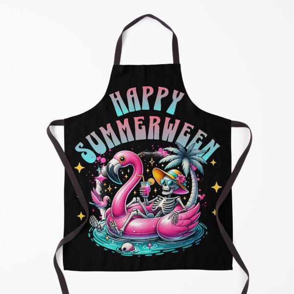 Item preview, Happy Summerween Skeleton in Flamingo Floatie designed and sold by The Retromotel.