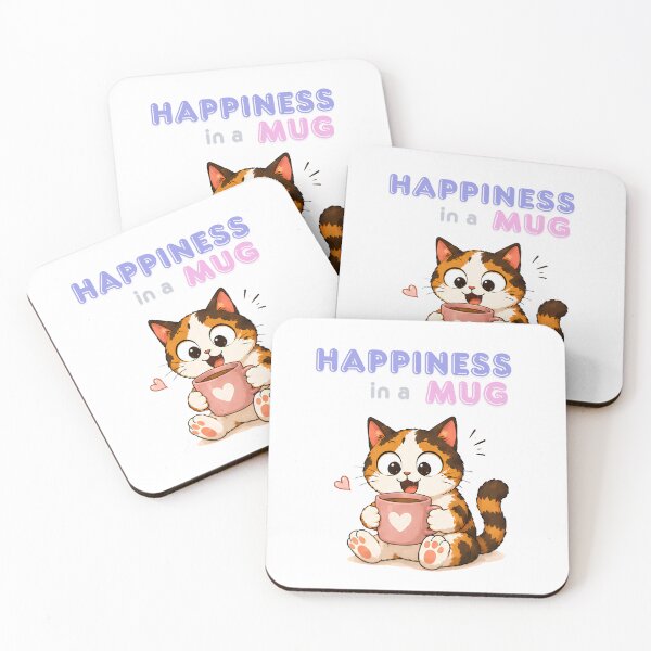 Item preview, Cozy Cute Calico Cat Coffee Illustration - Happiness in a mug designed and sold by Lunexa-Lab.