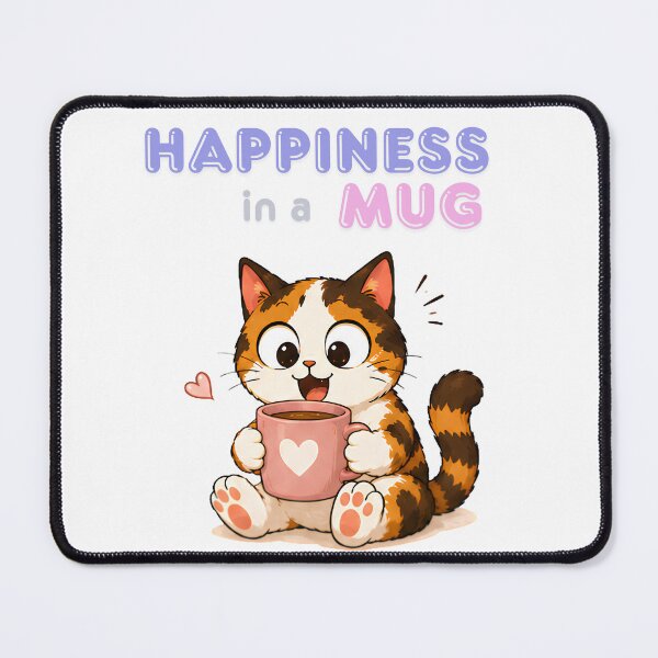 Item preview, Cozy Cute Calico Cat Coffee Illustration - Happiness in a mug designed and sold by Lunexa-Lab.