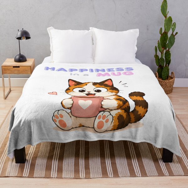 Item preview, Cozy Cute Calico Cat Coffee Illustration - Happiness in a mug designed and sold by Lunexa-Lab.