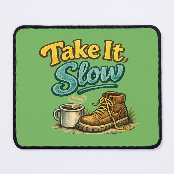 Item preview, Take It Slow – Cozy Hiking & Coffee Outdoor Lifestyle Illustration designed and sold by RosalesArts.