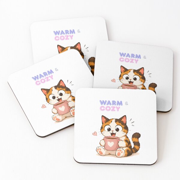Item preview, Cozy Cute Calico Cat Coffee Illustration - Warm Cozy designed and sold by Lunexa-Lab.