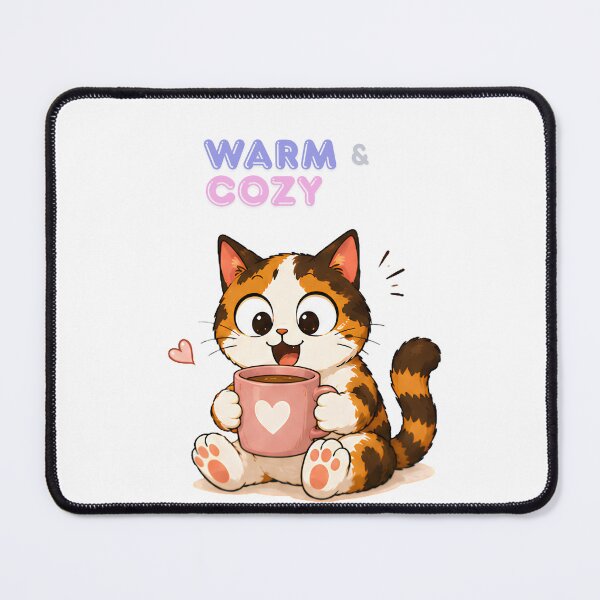 Item preview, Cozy Cute Calico Cat Coffee Illustration - Warm Cozy designed and sold by Lunexa-Lab.