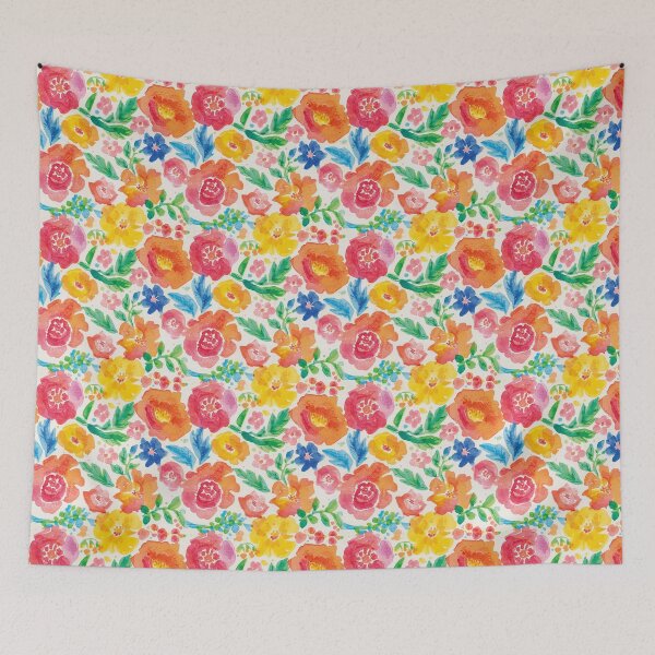 Item preview, Bright Watercolor Botanical Floral Pattern | Colorful Vintage Wildflower Illustration | Floral Print for Stickers, Phone Cases & Home Decor designed and sold by poppet103.