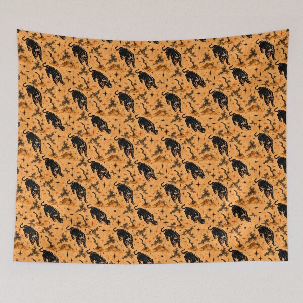Item preview, Atomic Black Panther Mid Century Desert Seamless Pattern Design designed and sold by Retroaugogo.