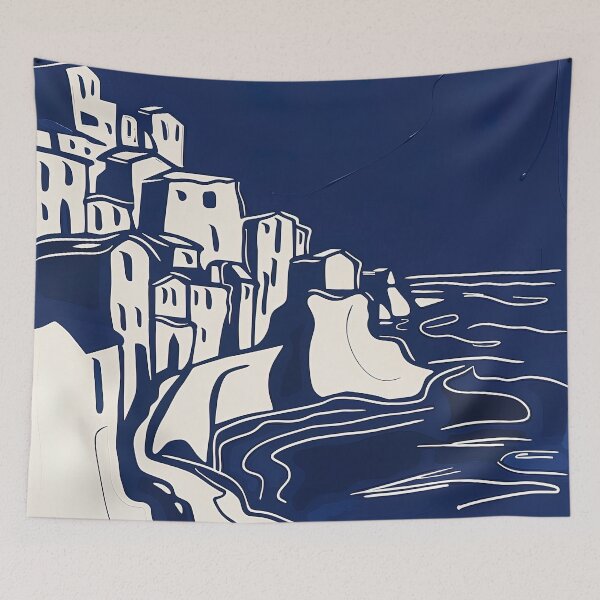 Item preview, Cinque Terre, Italy - Blue Abstract Art designed and sold by shadow-bloom.