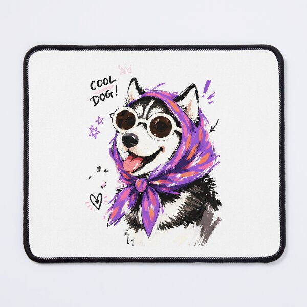 Item preview, Cool Dog Husky with Sunglasses & Headscarf – Funny Hand-Drawn Art designed and sold by RamyGallery.