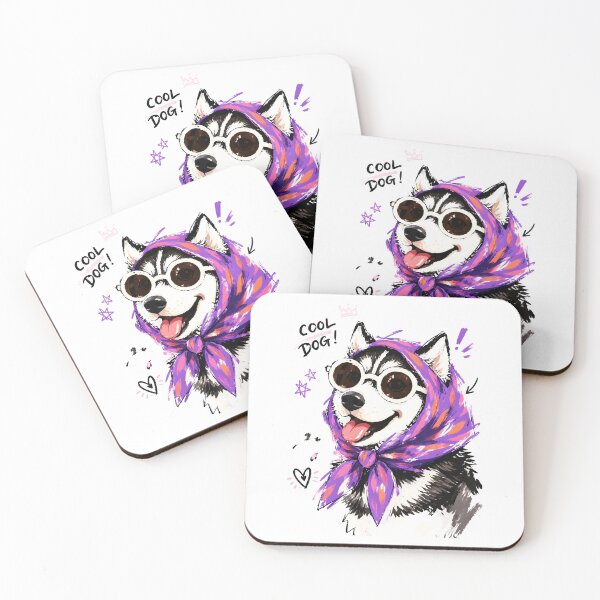 Item preview, Cool Dog Husky with Sunglasses & Headscarf – Funny Hand-Drawn Art designed and sold by RamyGallery.