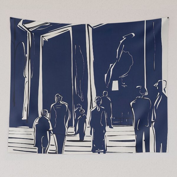 Item preview, City Hall - Blue Abstract Art designed and sold by shadow-bloom.