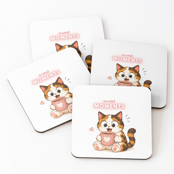 Item preview, Cozy Cute Calico Cat Coffee Illustration - sweet moments designed and sold by Lunexa-Lab.