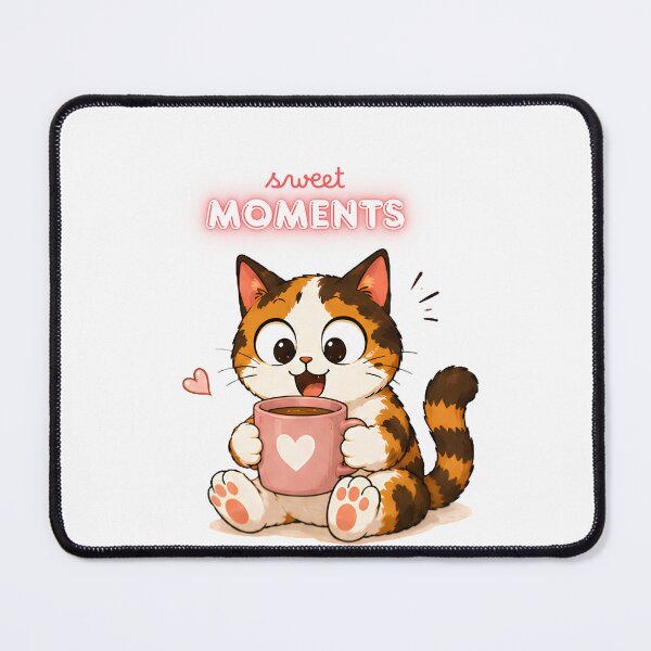 Item preview, Cozy Cute Calico Cat Coffee Illustration - sweet moments designed and sold by Lunexa-Lab.