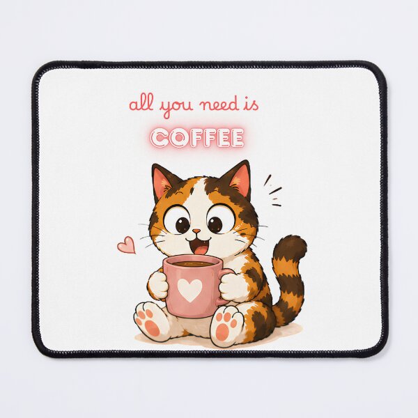 Item preview, Cozy Cute Calico Cat Coffee Illustration - all you need is coffee designed and sold by Lunexa-Lab.
