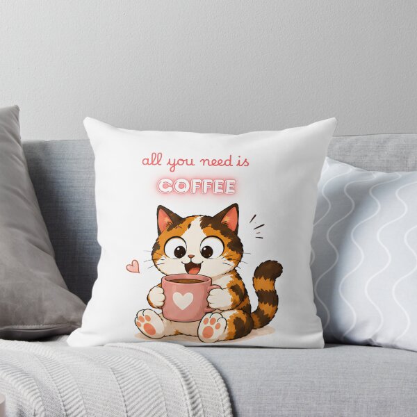 Item preview, Cozy Cute Calico Cat Coffee Illustration - all you need is coffee designed and sold by Lunexa-Lab.